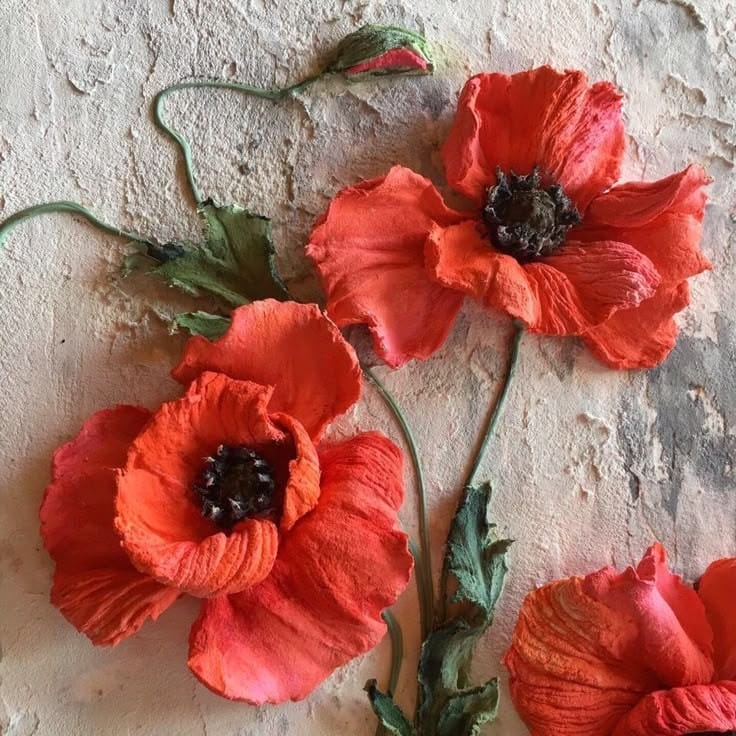 Pre recorded - Poppy Sculpture Painting Art - RedArt by Puja