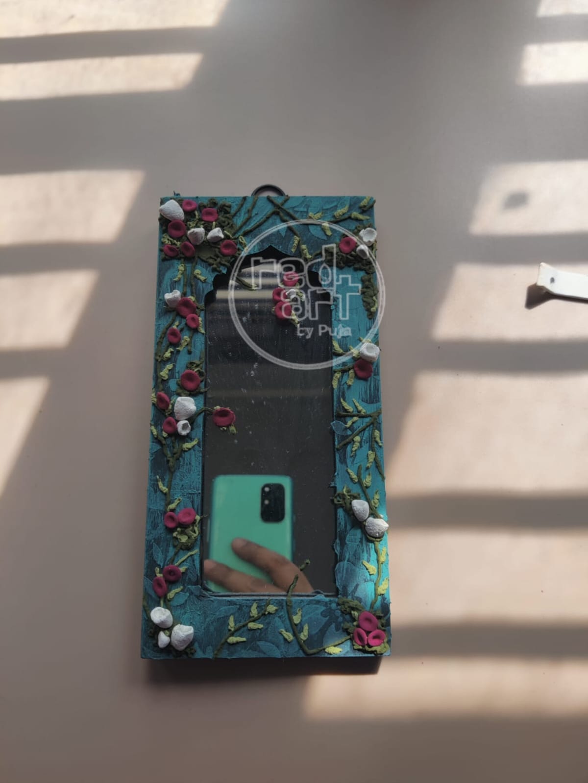 Water lily mirror jharokha - 8 inch