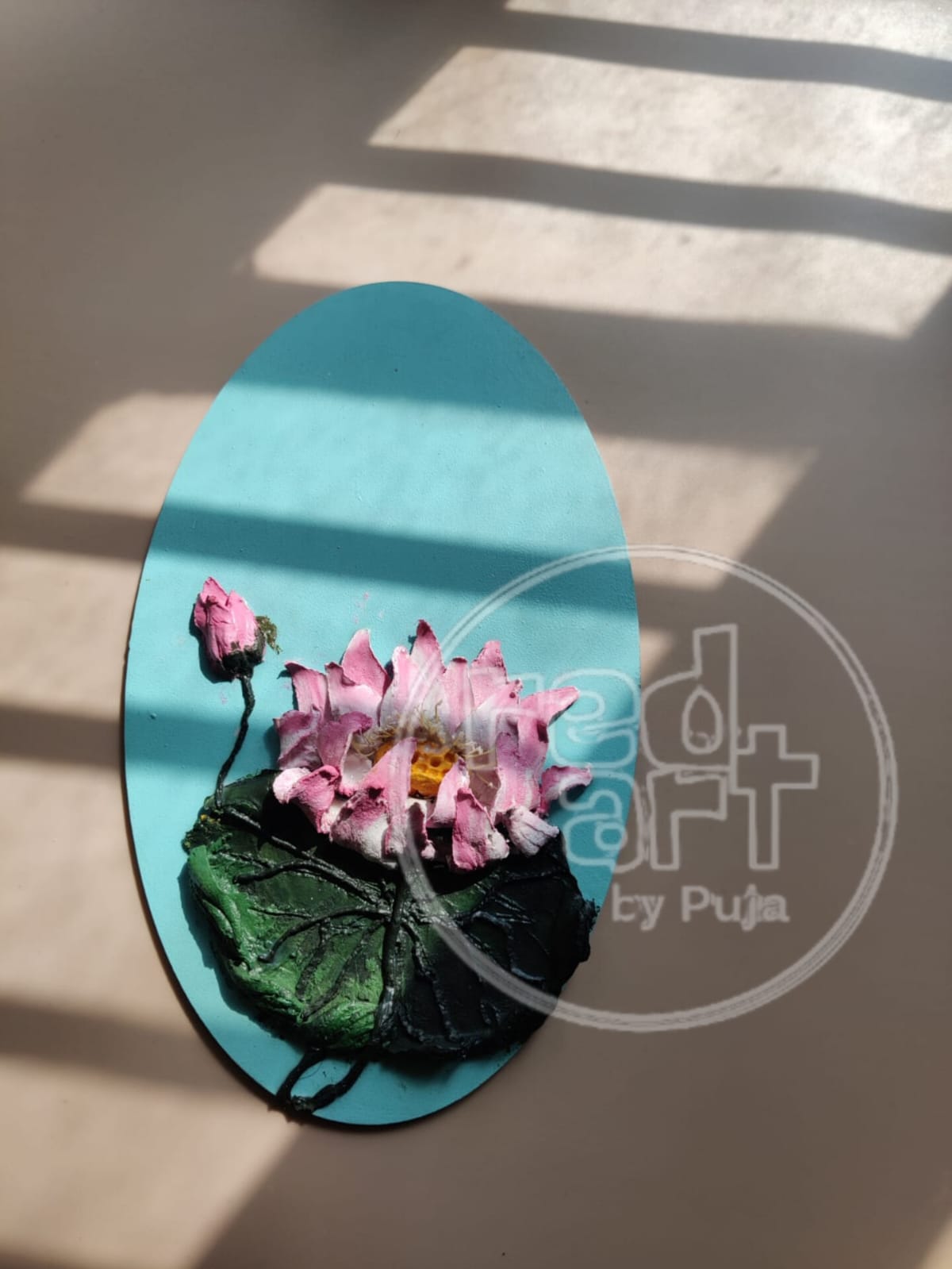 Lotus nameplate on wooden ovel - 10 inch