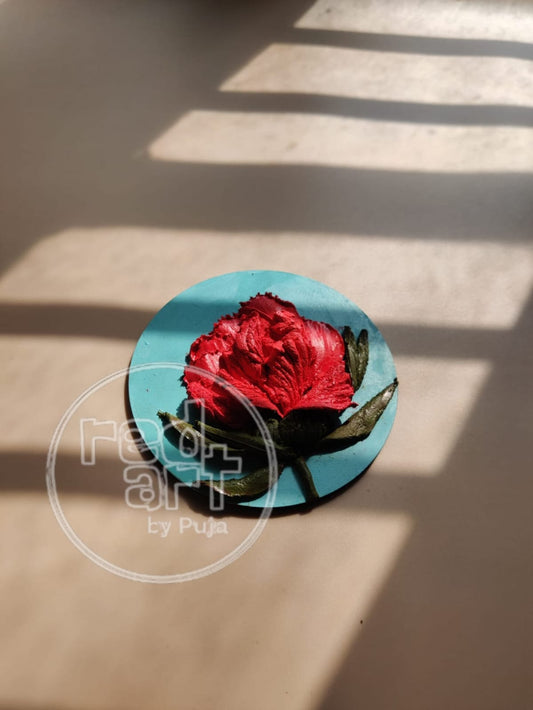 Peony Fridge Magnet- red - 3 inch